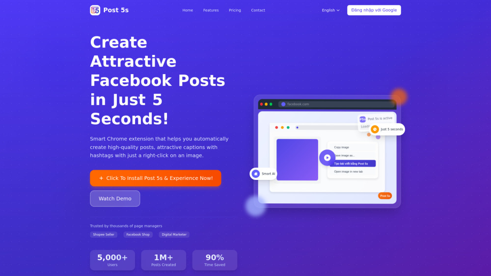 Post 5s: AI Chrome Extension for Captions, Hashtags & Speed Post 5s: AI Chrome Extension for Captions, Hashtags & Speed