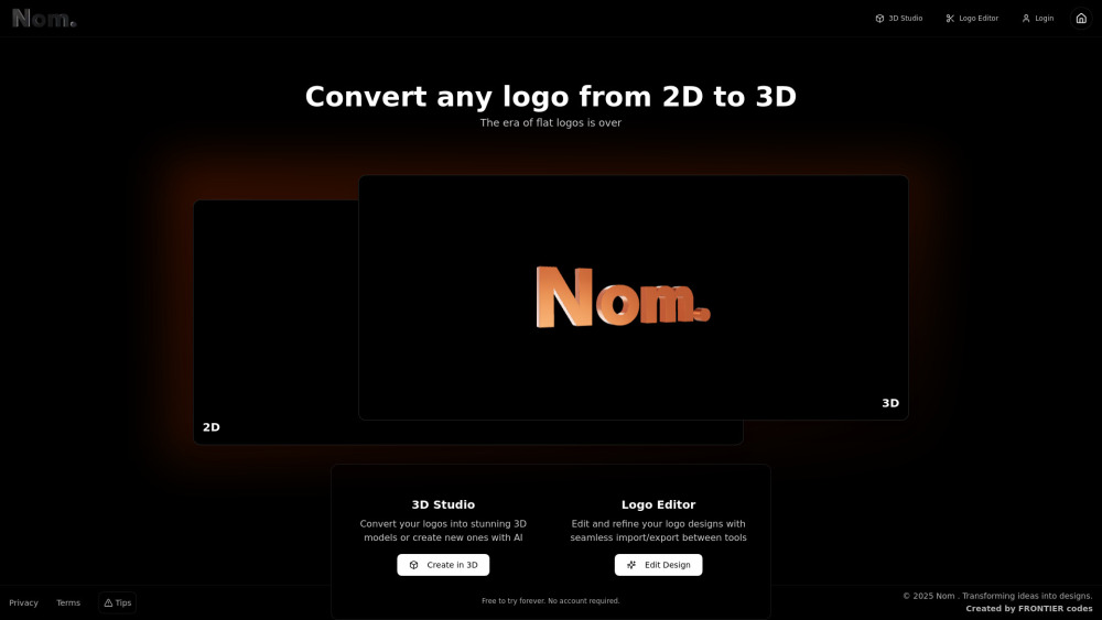 nom3d.studio : AI-Powered 2D-to-3D Logo Conversion Platform
