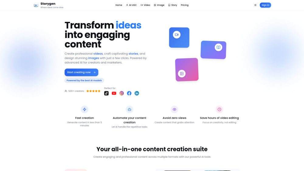 Storygen: AI Video, Story & Image Generation—Fast, Easy, Limitless