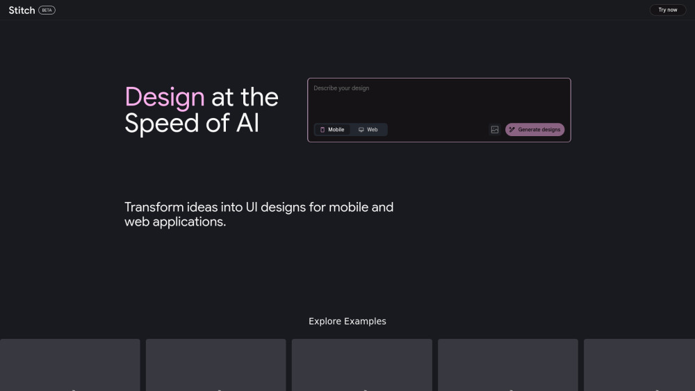 Stitch: AI-Powered UI Generator for Mobile & Web Apps
