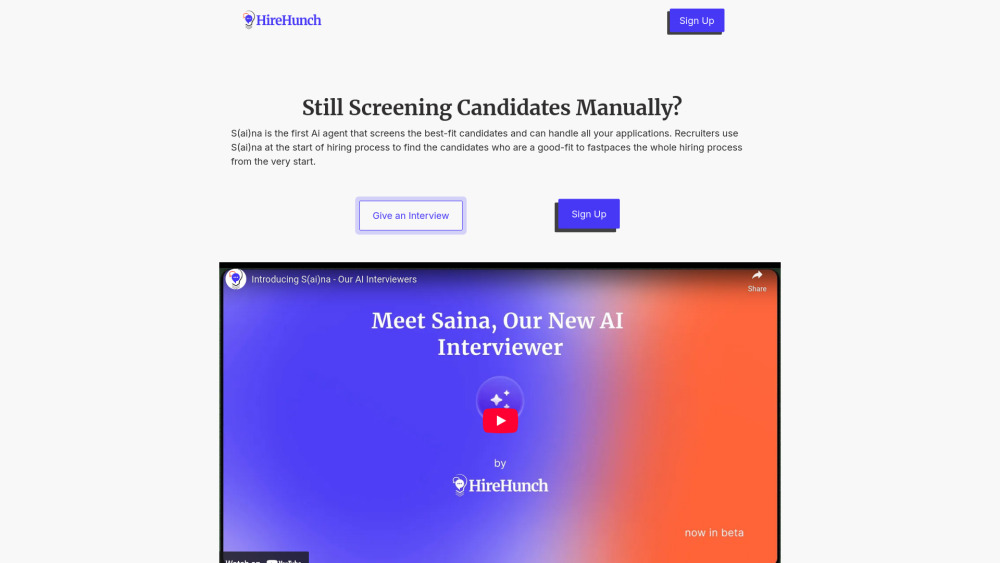 HireHunch: AI Interviewer for Faster, Unbiased Screening HireHunch: AI Interviewer for Faster, Unbiased Screening