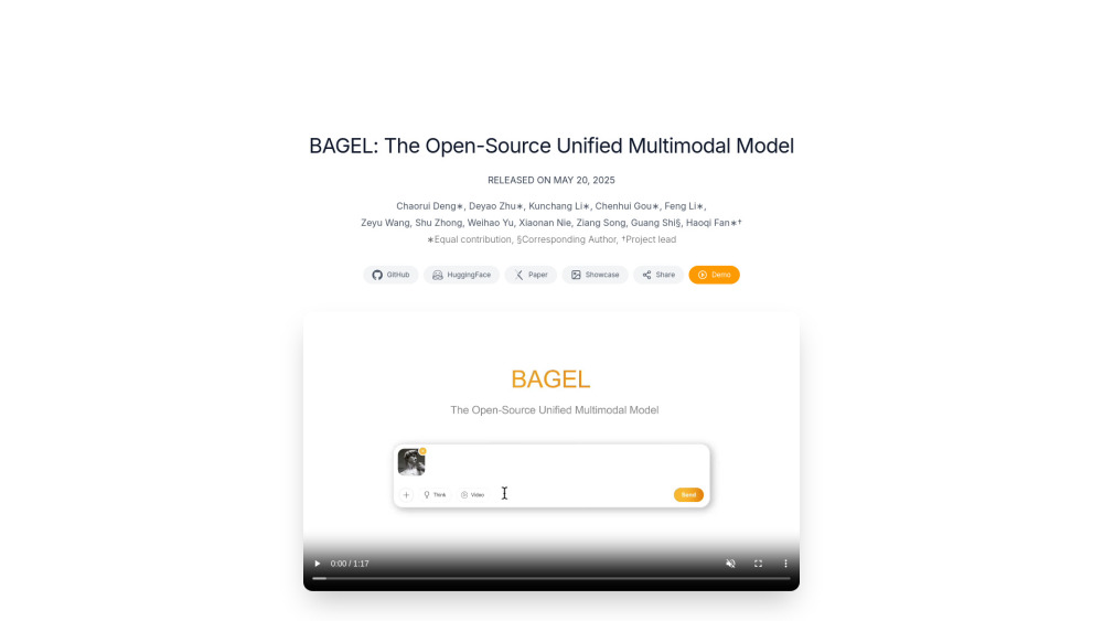 BAGEL : Unified Multimodal AI for Understanding, Generation, Editing