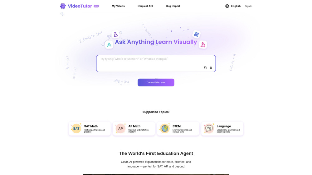 VideoTutor: AI-Powered Personalized Teaching Videos for K12, SAT/AP, STEM & Languages