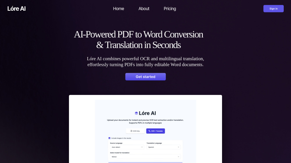 Lóre AI: PDF to Word Conversion & Translation Tool : Instant, Accurate, AI-Powered