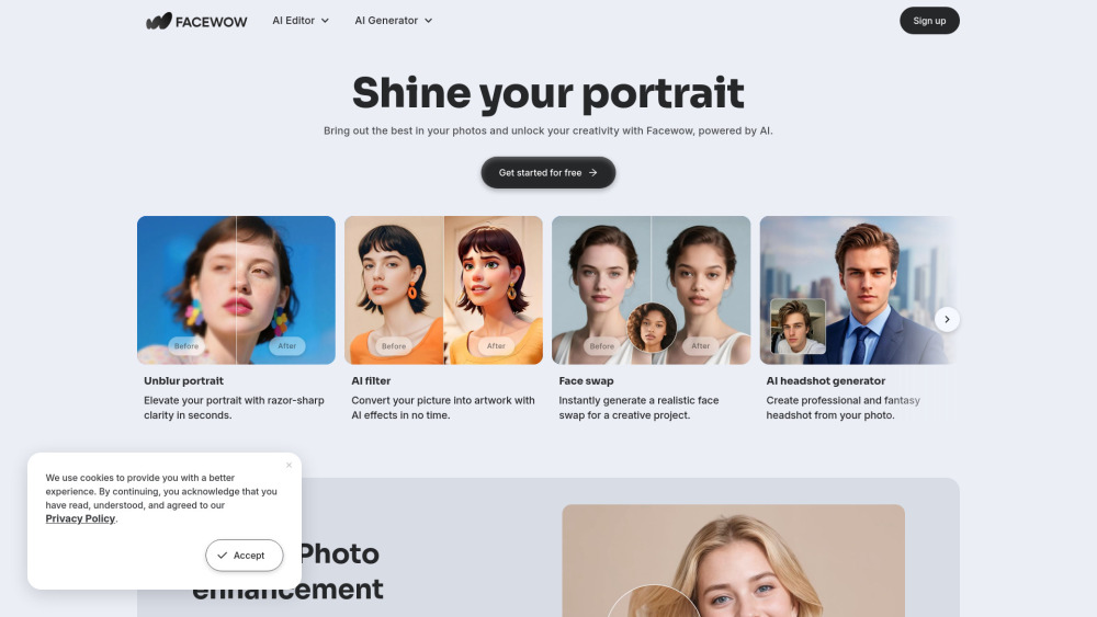 Facewow: AI Portraits, Face Swaps & Image Enhancement