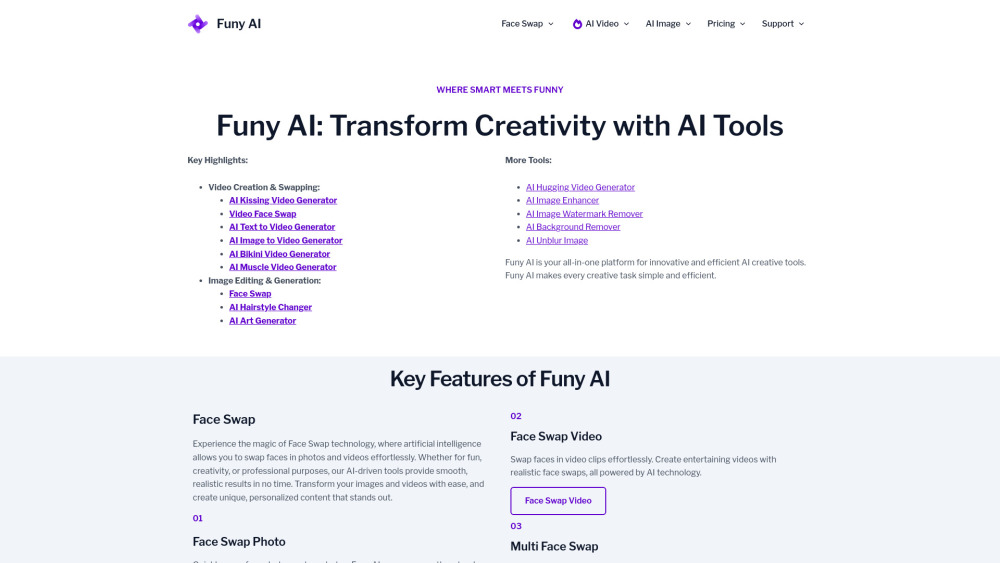 Funy AI: AI Video, Face Swap, Art Generation — Zero-Signup