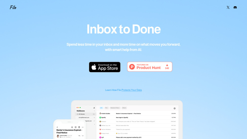 Filo Mail: AI-Powered Email App → Calm, Focused To-Do List