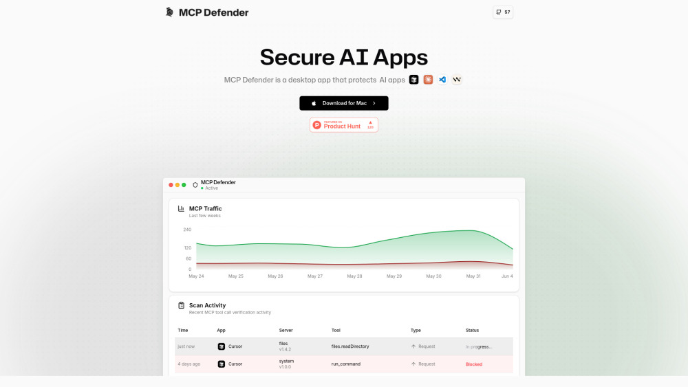 MCP Defender: Real-Time MCP Comms Monitoring & AI App Security