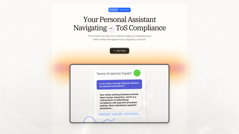 ToS Expert: AI Compliance for Non-Tech Founders – Fast & Simple