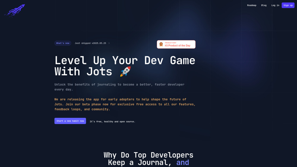 Jots: Developer Journaling App to Accelerate Goals & Coding