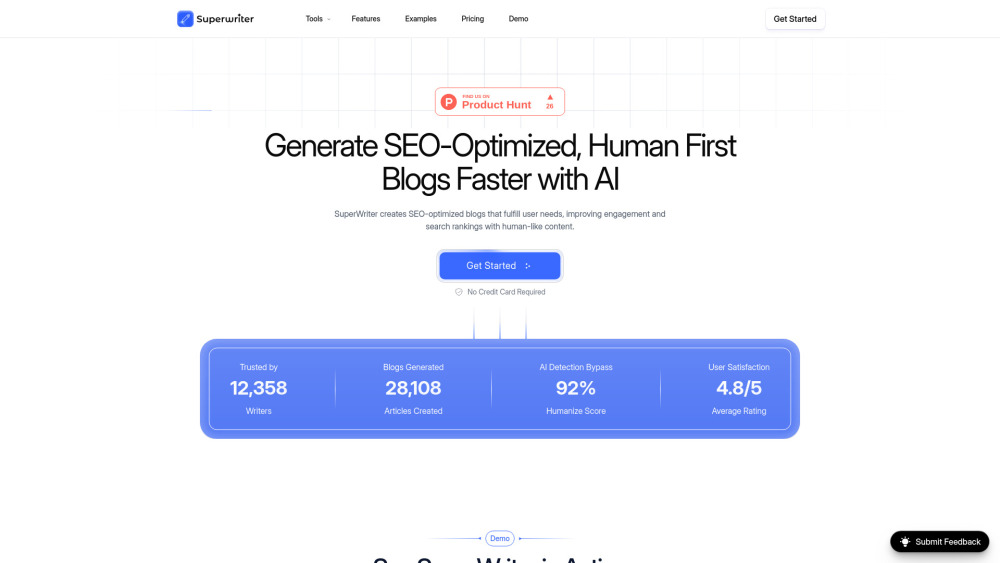 SuperWriter.io: AI-Powered, SEO-Optimized, Human-Like Blog Posts