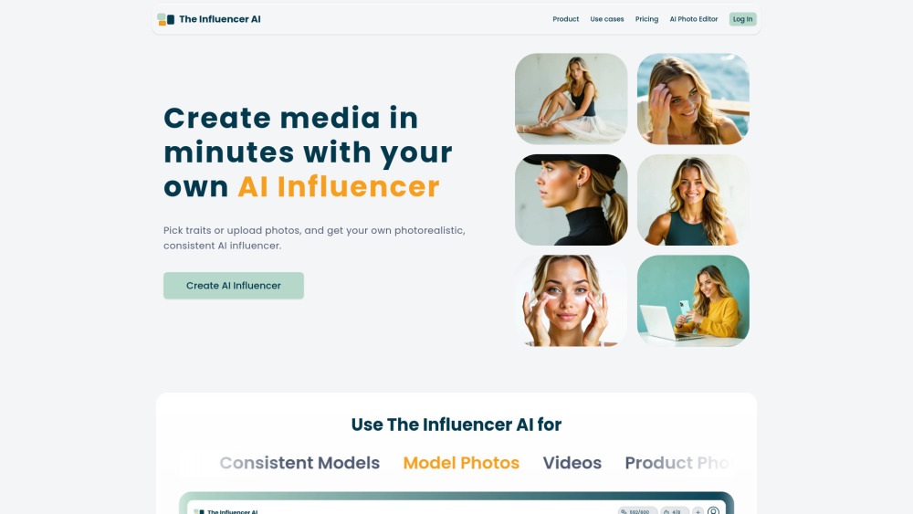The Influencer AI : Photos, Videos, Product Shots & Try-Ons