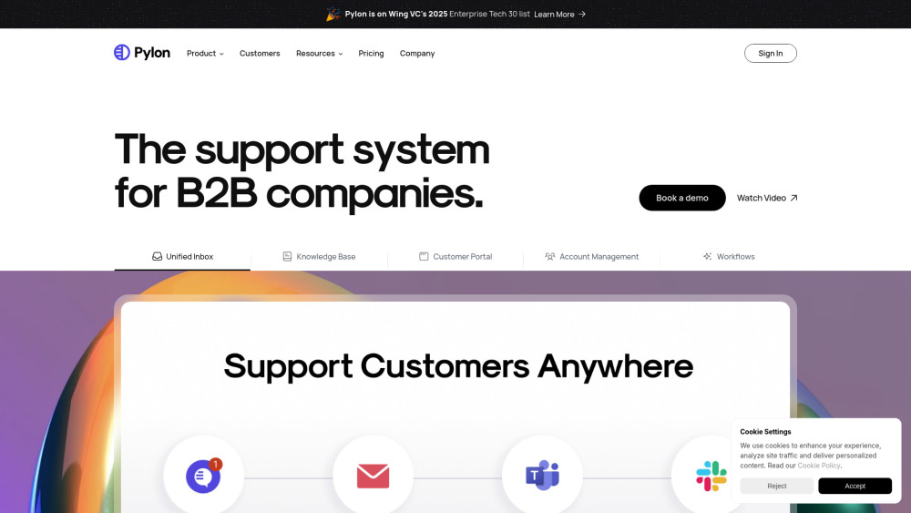 Pylon: Unified B2B Support Platform with AI, Ticketing, KB & Portal