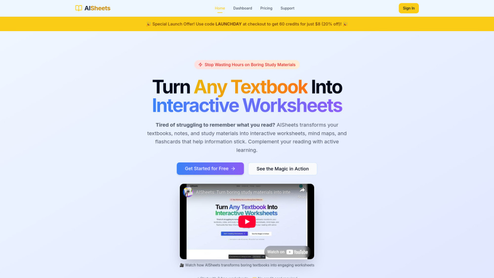 AISheets.study : Interactive Worksheets, Mind Maps & Flashcards