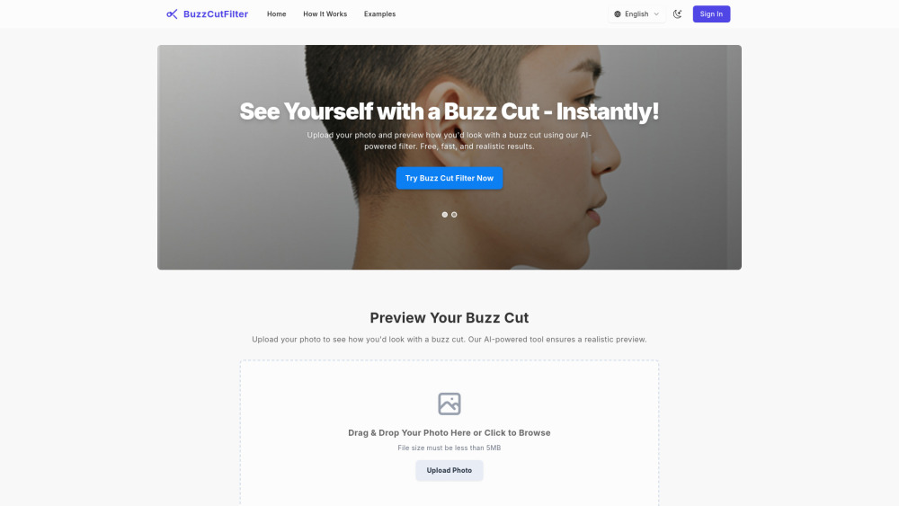 Buzz Cut Filter: Instant AI Preview, No Guesswork, Try Now!