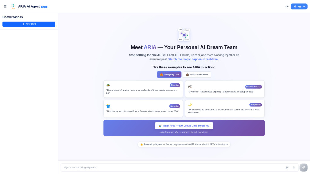 Skymel ARIA (Beta) : AI Agent That Finishes Tasks Reliably