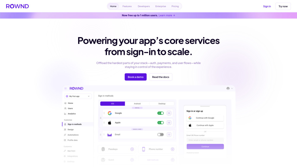 Rownd: AI-Ready Auth, Payments & User Management Platform