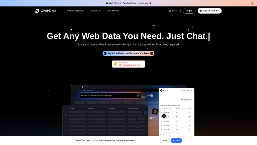 Chat4Data: AI-Powered Chrome Extension for No-Code Web Data Extraction