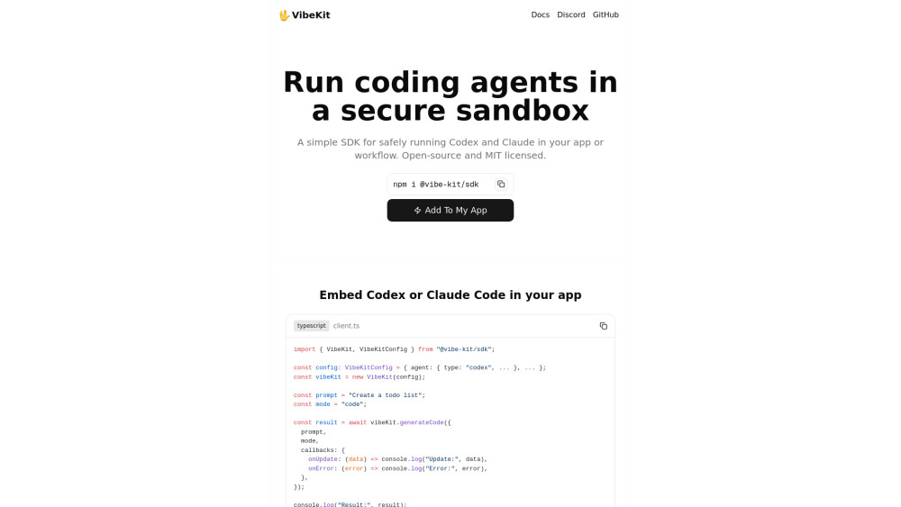 VibeKit: Open-Source SDK for Secure, Isolated, Privacy-First Sandboxes