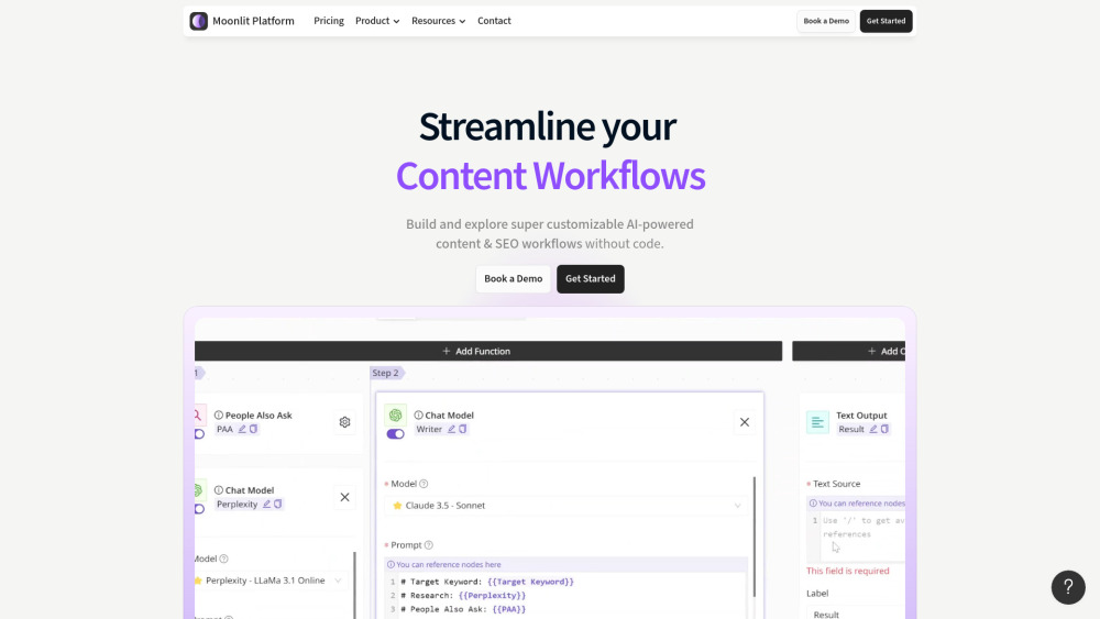 Moonlit Platform : AI-Powered SEO Content Tool Builder