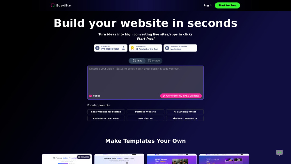 EasySite: AI Website Builder with DB, No-Code Apps & Sites