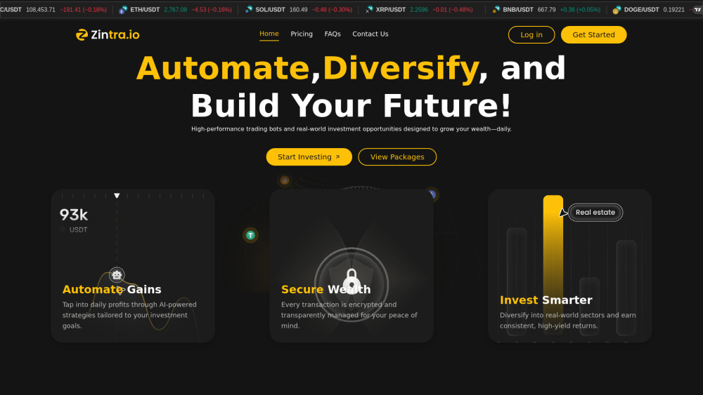 Zintra : Crypto Automation & Real-World Investments Zintra : Crypto Automation & Real-World Investments