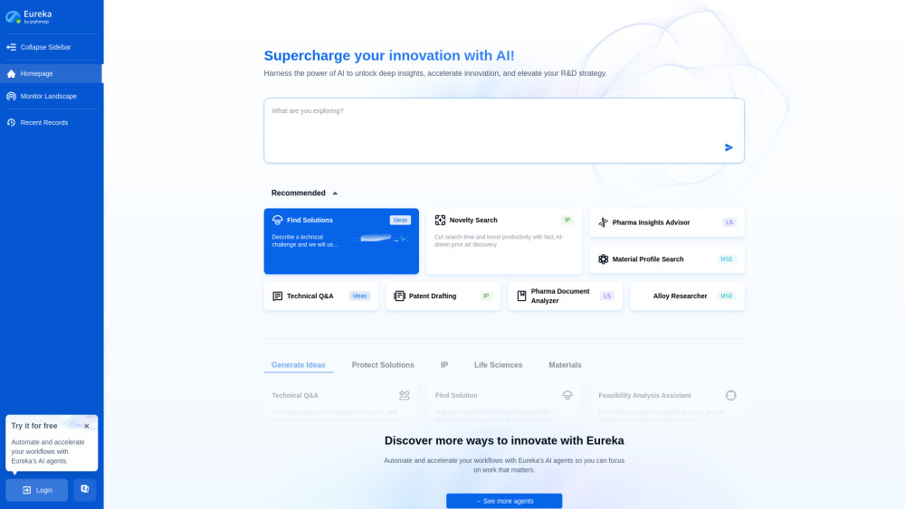 Patsnap Eureka: AI Agents for R&D, Ideation & IP Acceleration