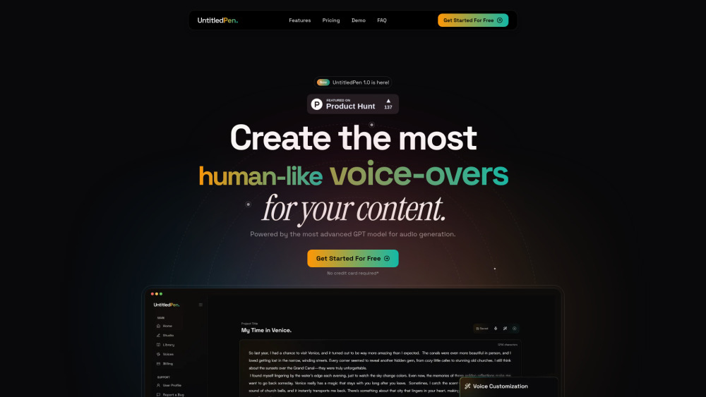UntitledPen: Lifelike Voiceovers, Writing, Editing & Speaking