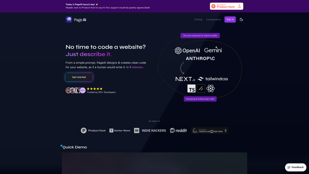 PageAI: AI-Powered Website Generator for Planning, Design & Code