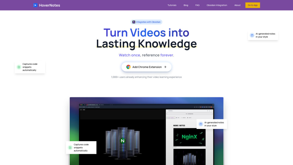 HoverNotes: AI-Powered Video-to-Obsidian Notes Converter