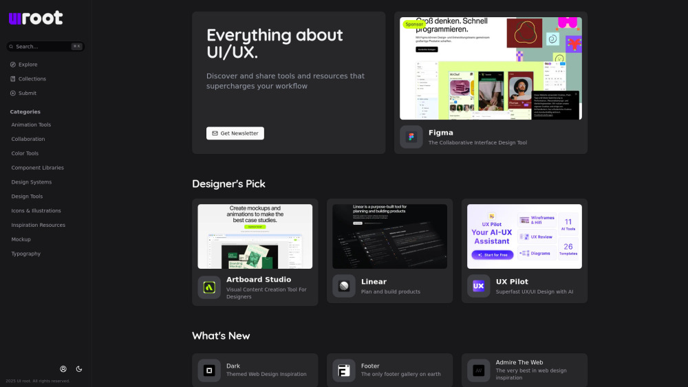 UI root: Discover, Compare & Share Curated UI/UX Tools
