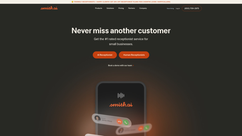 Smith.ai : 24/7 AI + Human Receptionists, Outreach & Web Chat