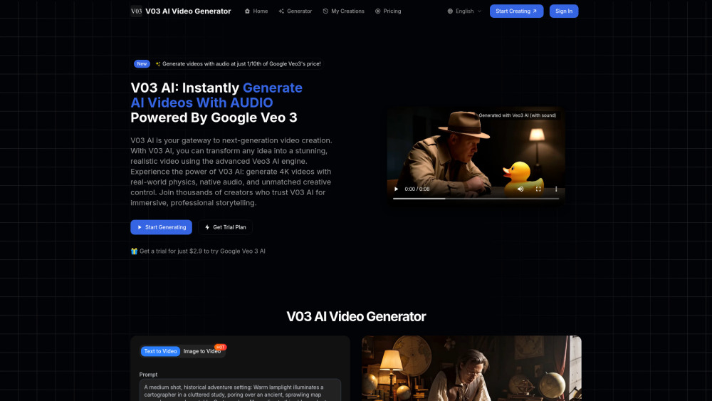 V03AI: Google Veo 3 AI Video Generator with Realistic Audio V03AI: Google Veo 3 AI Video Generator with Realistic Audio