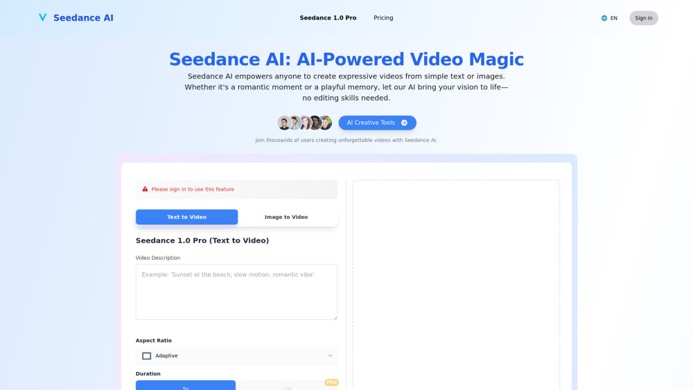 Seedance AI: Text/Image-to-Video, Personalized Animation Seedance AI: Text/Image-to-Video, Personalized Animation