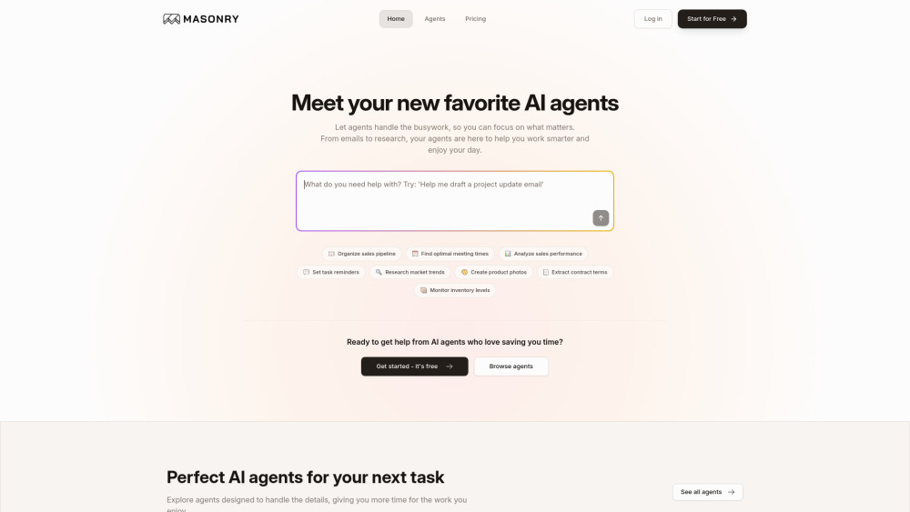 Masonry AI: No-Code AI Agents for Workflow Automation & Productivity Masonry AI: No-Code AI Agents for Workflow Automation & Productivity