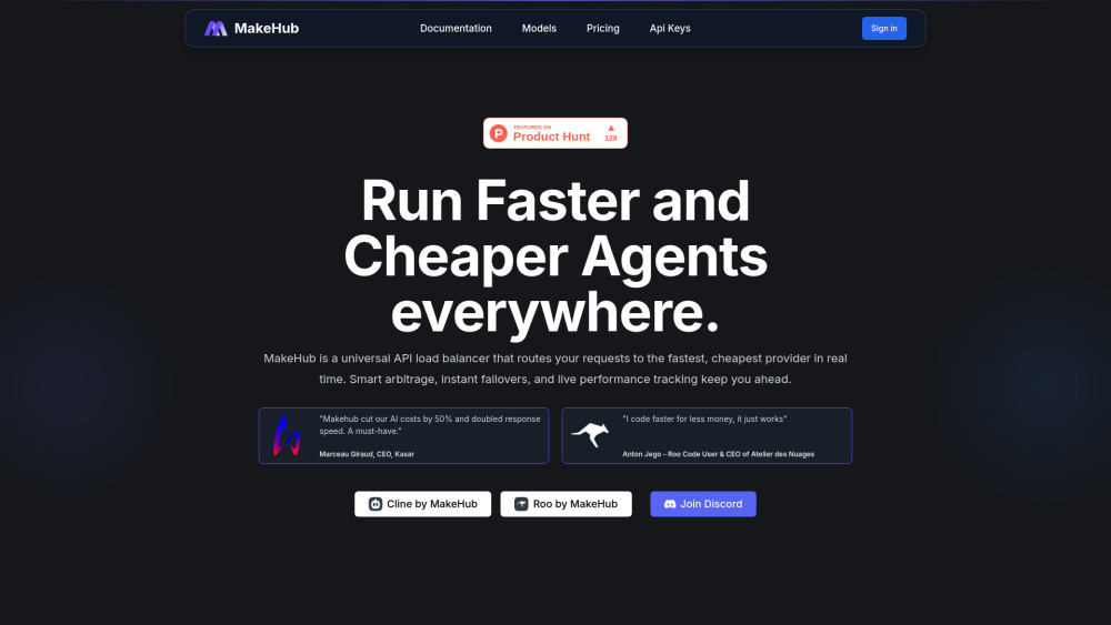 MakeHub: AI API Load Balancer : Intelligent Routing & Cost Savings