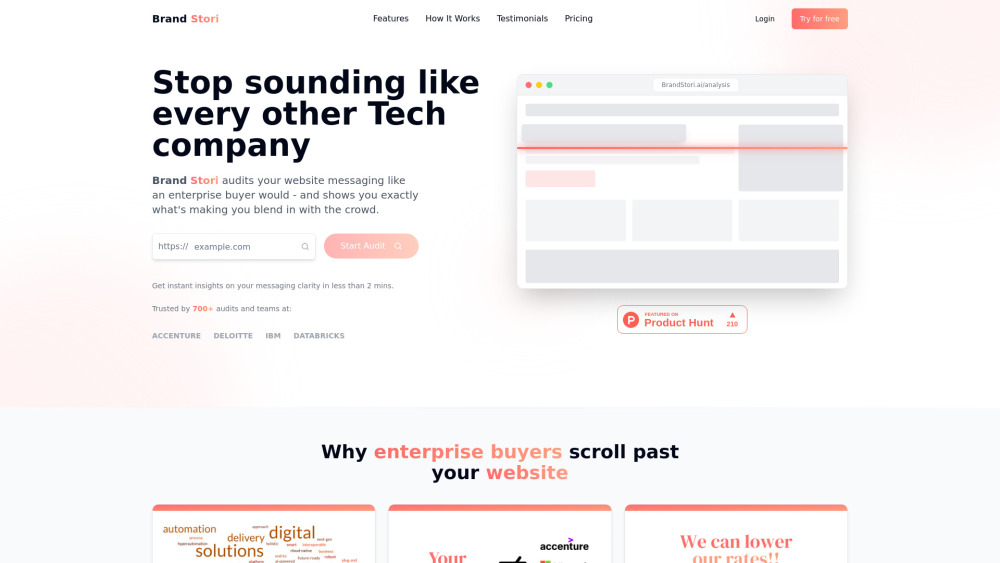 BrandStori: AI Messaging Audits, Clarity Gaps, Conversion Boost