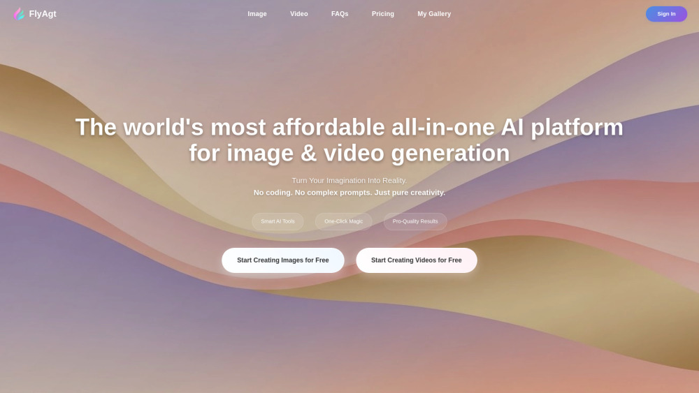 FlyAgt.ai: Affordable AI Platform for Image & Video Gen & Edit