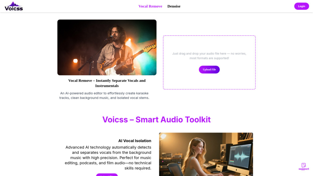 voicss: AI Vocal Remover & Karaoke Maker for Instant Separation