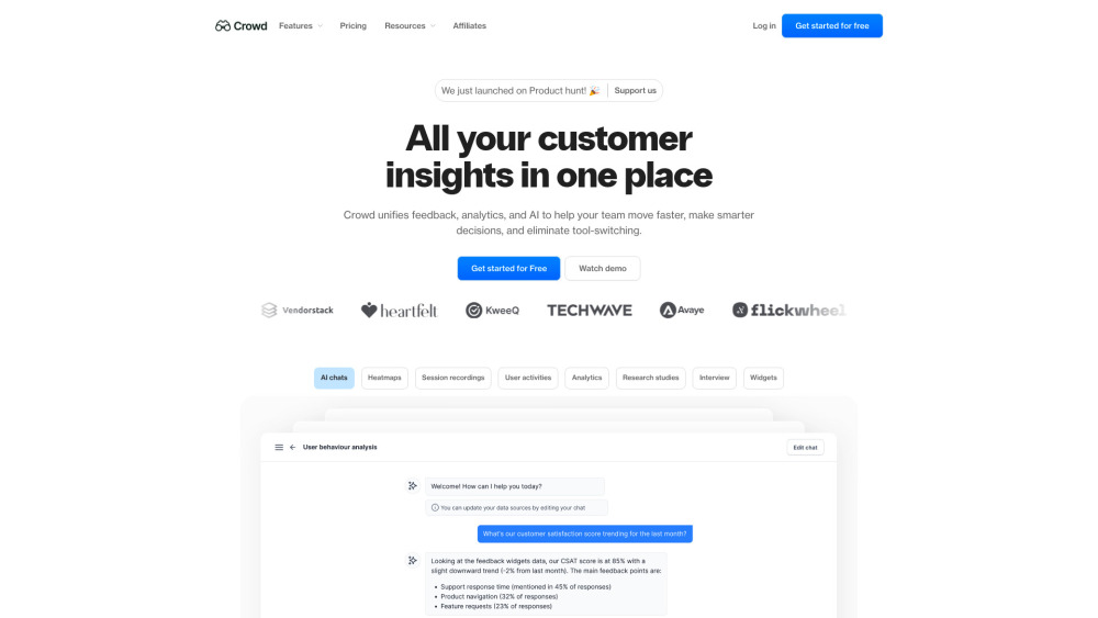 Crowd: AI-Powered Customer Intelligence Platform : Unified, Real-Time Insights