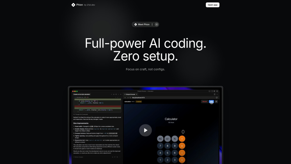 Phion: AI Coding Platform — Zero Setup & DevOps Integration