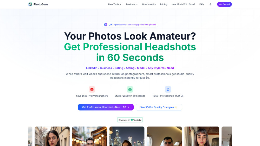 PhotoGuruAI: Selfies to Headshots in 60 Secs—Effortless & Pro