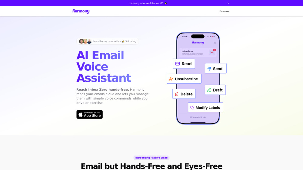 Harmony AI Email Assistant : Voice-Powered Hands-Free Email Management