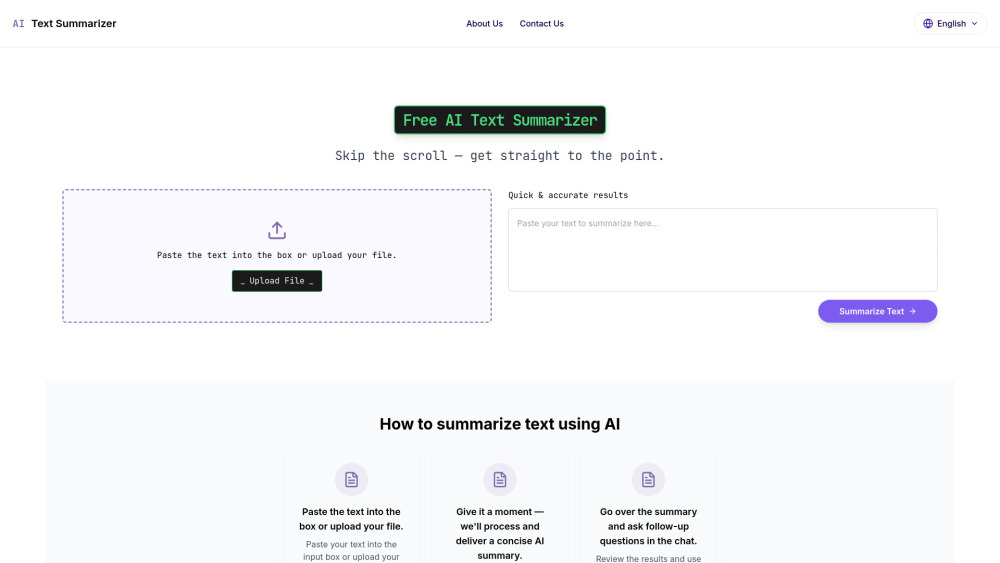 AI Text Summarizer : Fast, Accurate, 80+ Languages Support