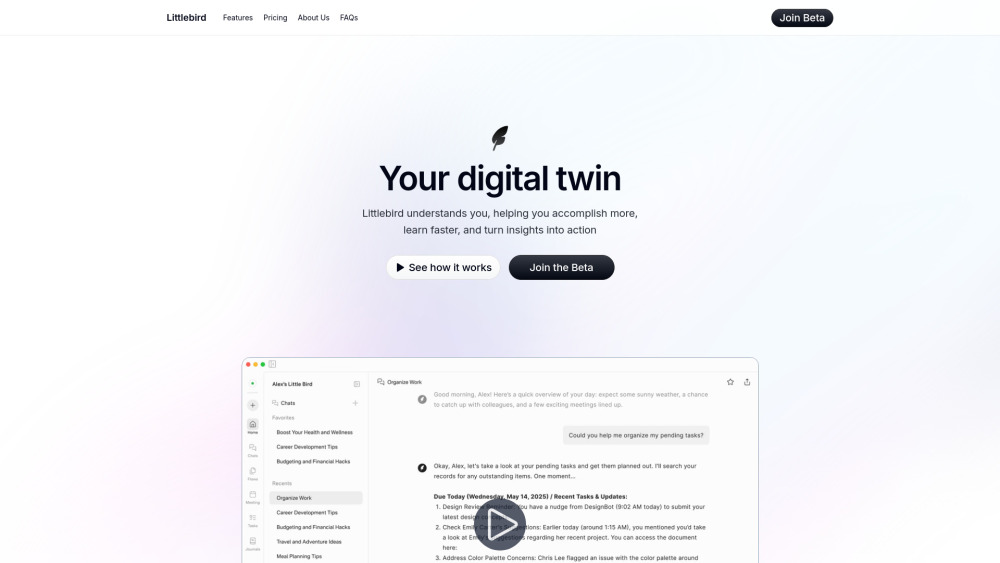 Littlebird : Personalized AI Reading Your Mind, Not Just Prompts Littlebird : Personalized AI Reading Your Mind, Not Just Prompts