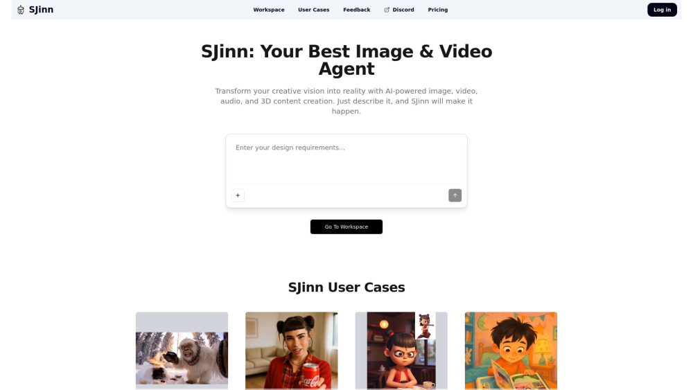 SJinn: AI Agent for Images, Videos, Audio & 3D Creation