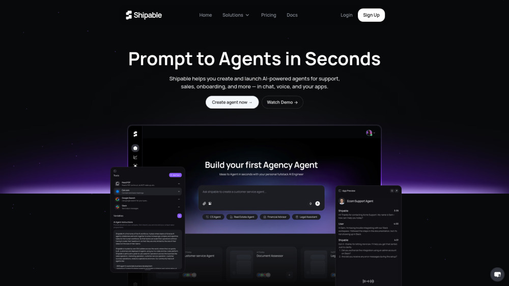 Shipable AI: No-Code AI Agent Builder, Launcher & Scalable Platform Shipable AI: No-Code AI Agent Builder, Launcher & Scalable Platform