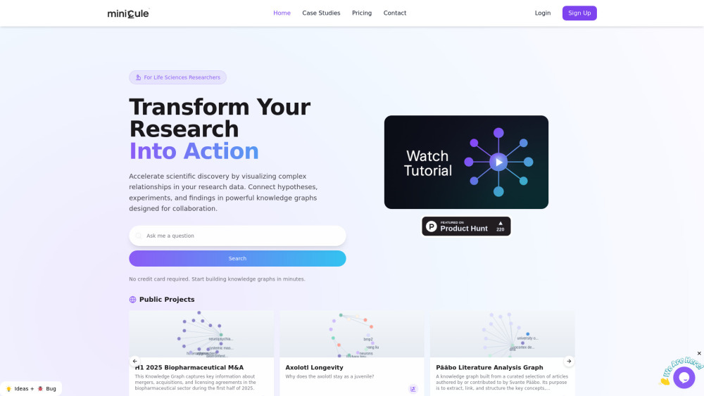 Minicule: AI-Powered Research App for Dynamic Knowledge Graphs