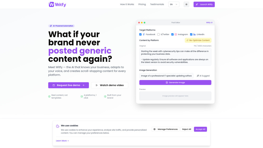 Witfy: AI Social Media Assistant for Tailored Content & Visuals