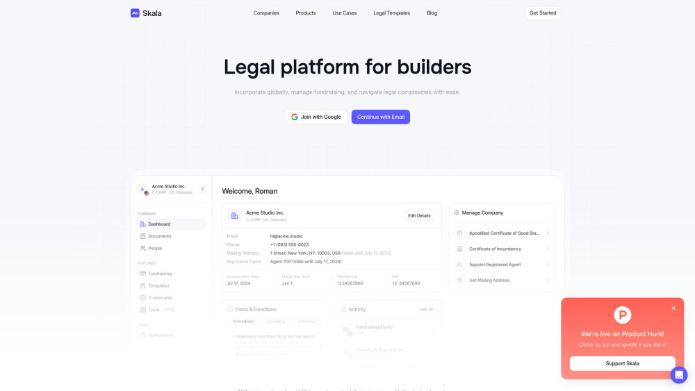 Skala Legal Platform : Manage Companies, Financing & Compliance Skala Legal Platform : Manage Companies, Financing & Compliance